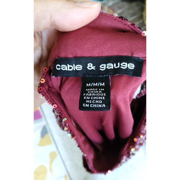 Glam Christmas sequin halterneck top sleeveless red Gold Shimmer SZ M holiday - Picture 8 of 8